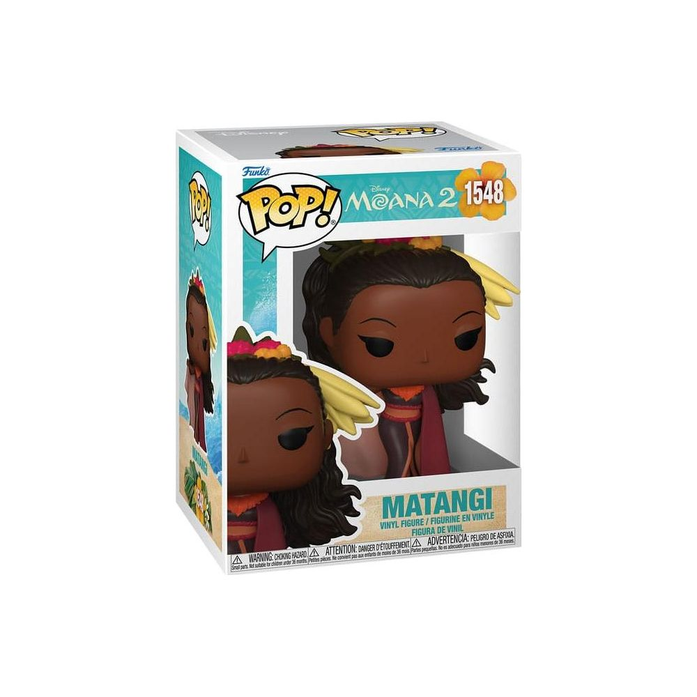 Action figure in vinile Funko Pop! Moana 2 Matangi in una scatola a tema Moana.