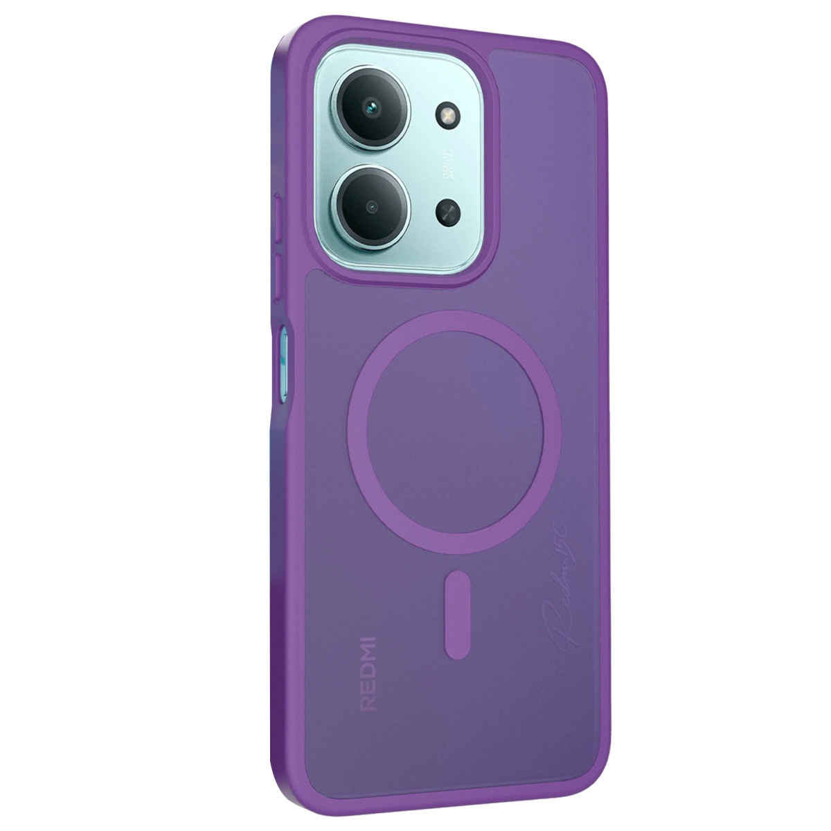 Kamera kesimi ve manyetik halkalı mor telefon kılıfı gösteriliyor.