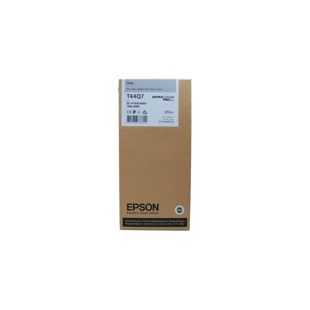 Grijze Epson T44Q7 UltraChrome Pro inkt, 350ml cartridge. Voor SC-P7500/9500 printers.