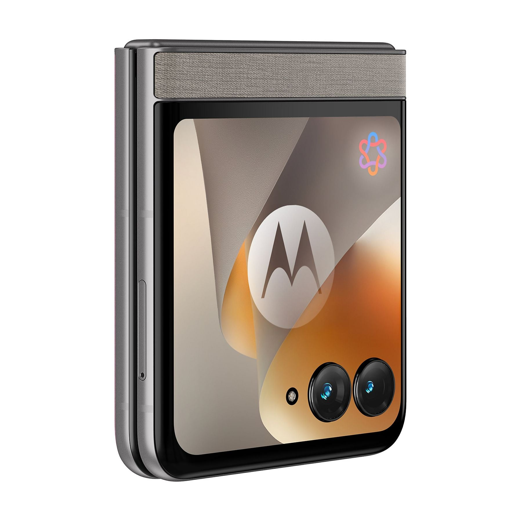 Geschlossenes Flip-Handy mit Motorola-Logo und zwei Kameras.
