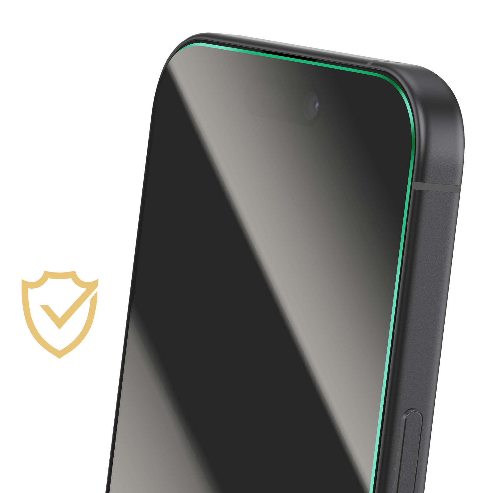 Een smartphone met groene rand en schildicoon.