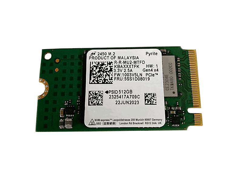 MICRON 2400 22x42 M.2 via NVMe 512 GB SSD
