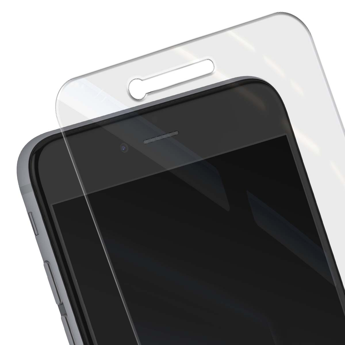 Una protezione per lo schermo viene posizionata su uno smartphone con schermo nero.