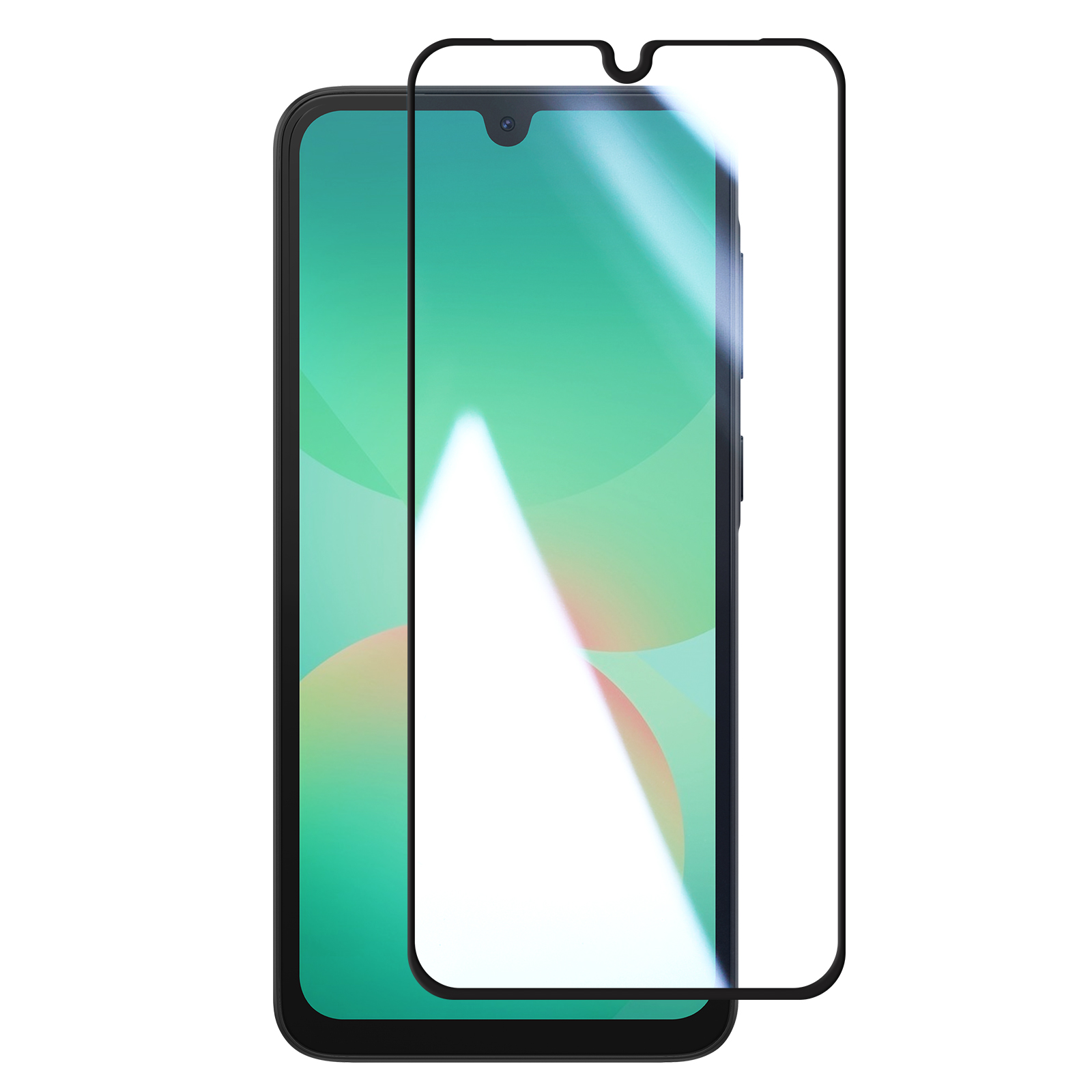 Un smartphone con un protector de pantalla encima.