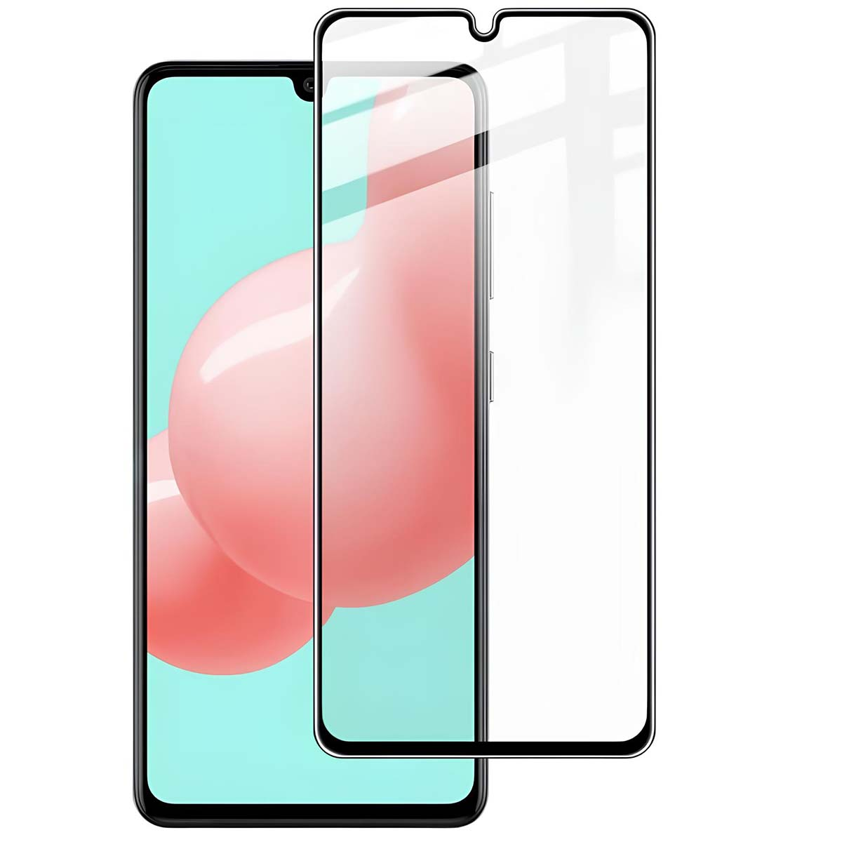Een smartphone met een glazen schermprotector ernaast.