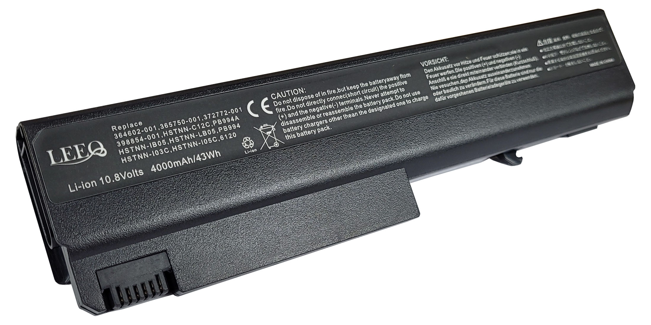 Czarna bateria do laptopa z napisem: Li-ion 10.8V 4000mAh/43Wh.