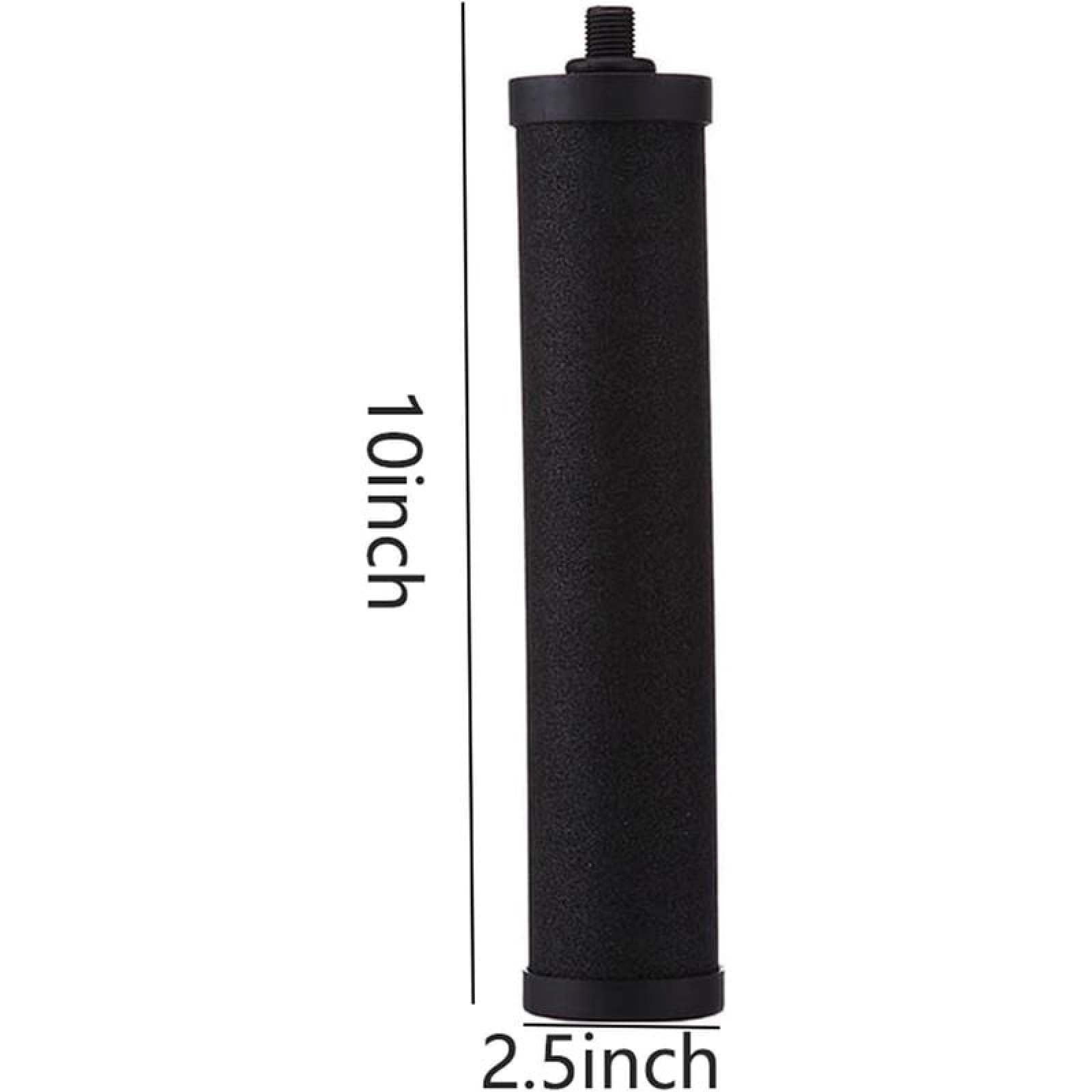 Ein schwarzer 10-Zoll-Filter mit 2,5-Zoll-Durchmesser.