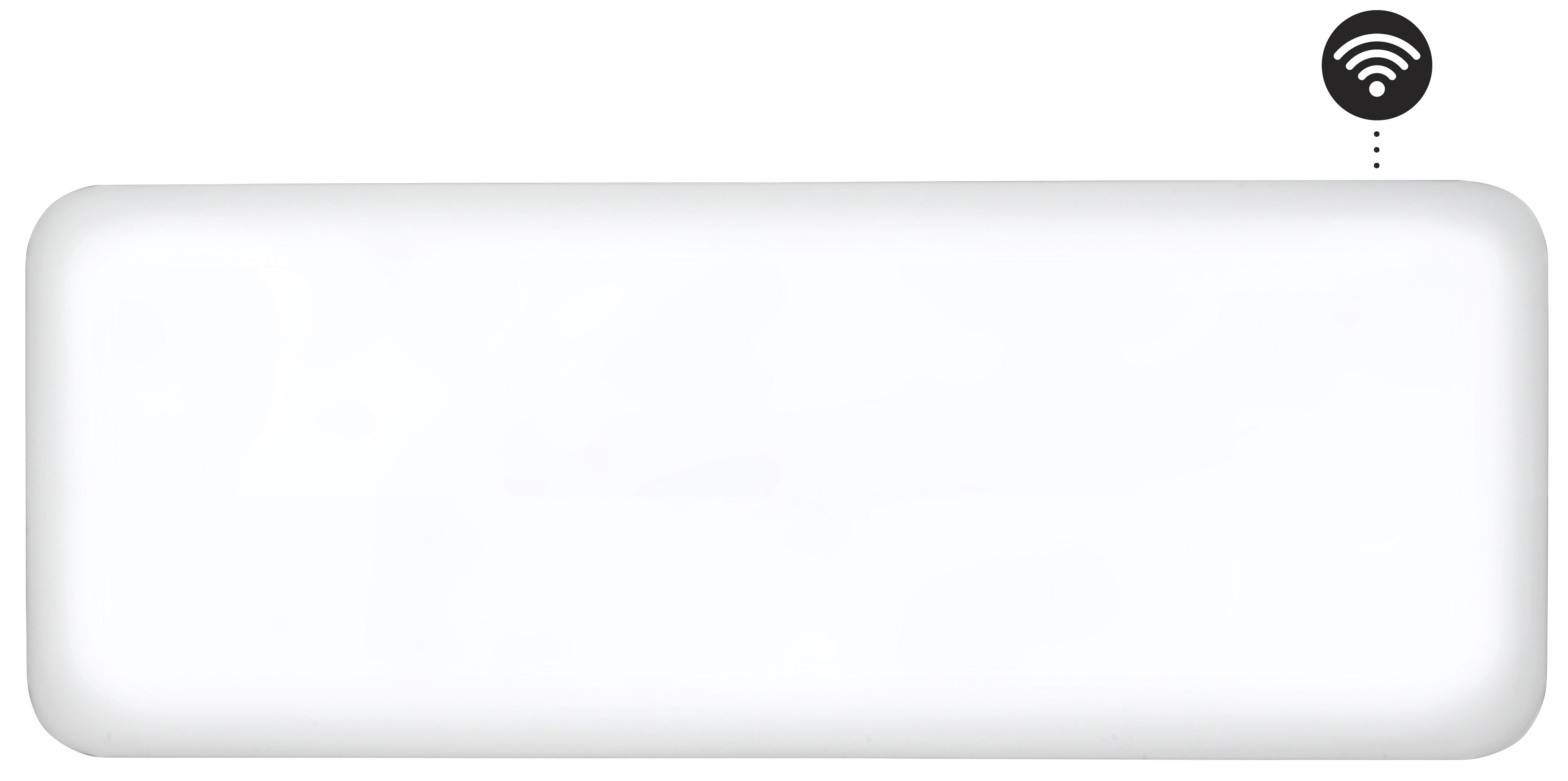 Un rettangolo bianco arrotondato con un simbolo Wi-Fi nero.