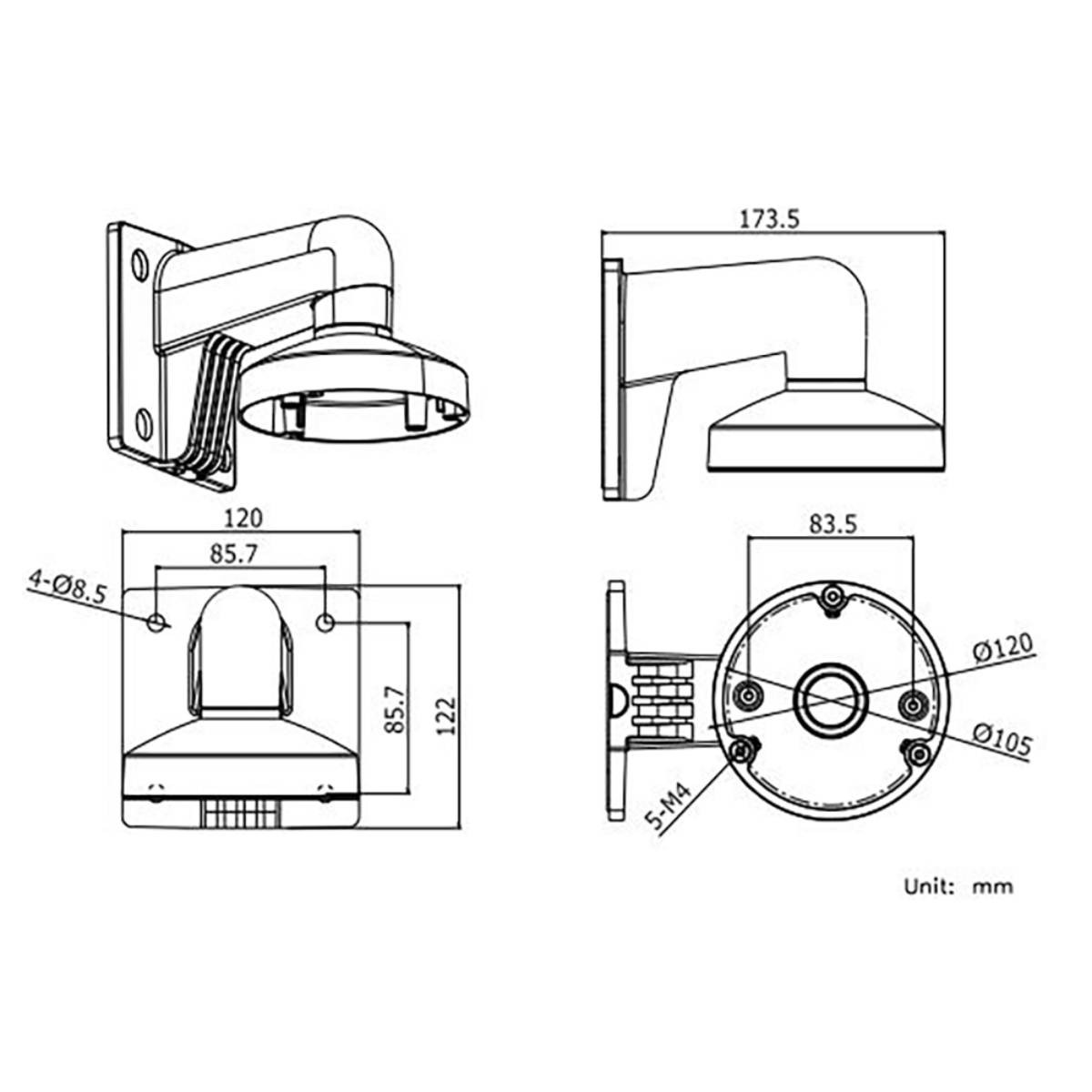 Disegno tecnico di una staffa con dimensioni in mm.