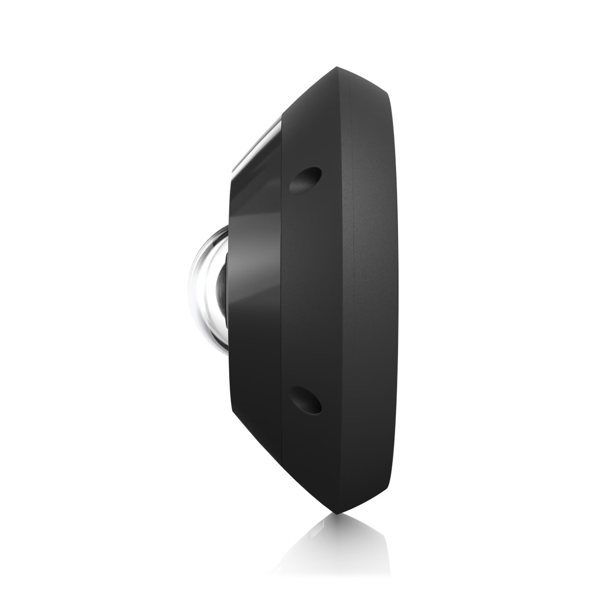 Black, rectangular camera sensor with glass dome on a white background.