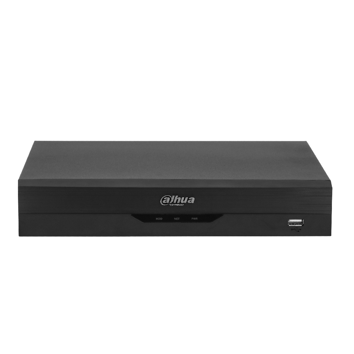DVR Dahua nero con luci HDD, NET, PWR e porta USB frontale.