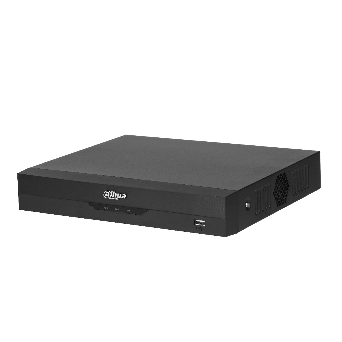 Un DVR nero con logo Dahua e spie luminose sul frontale.