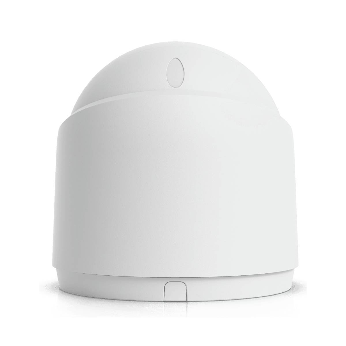 Un diffusore bianco a forma di cupola con un pulsante circolare in cima.