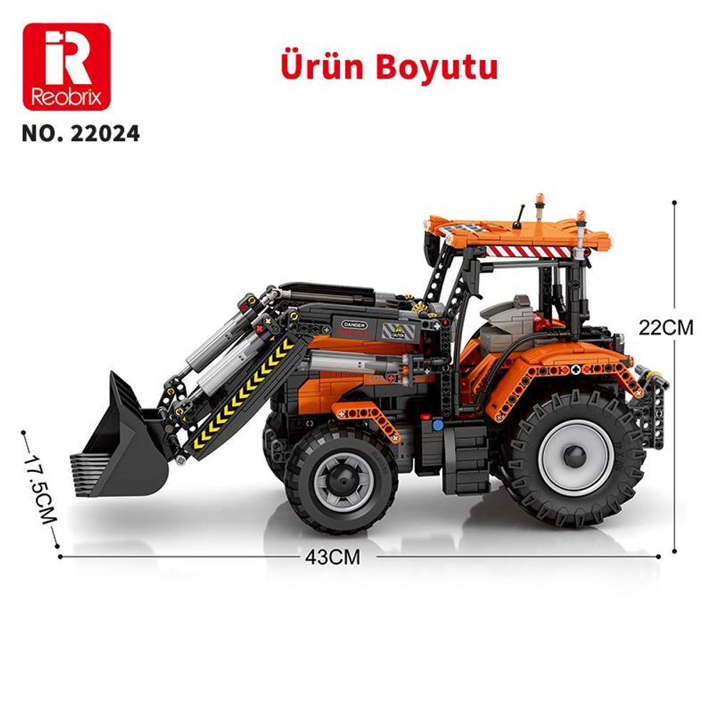 Turuncu yapı taşı vinçli yükleyici, 43x17,5x22cm.