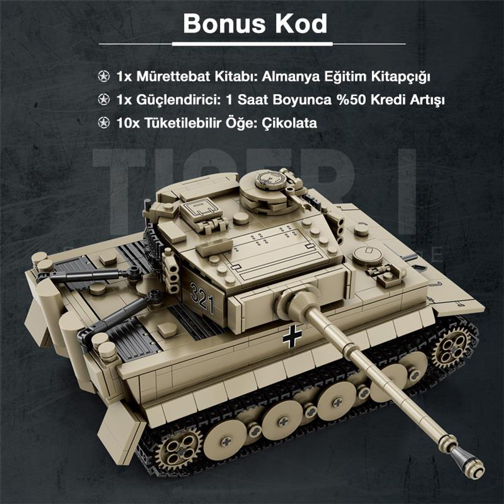 REOBRIX World Of Tanks Tiger I Alman Ağır Tankı Building Blocks