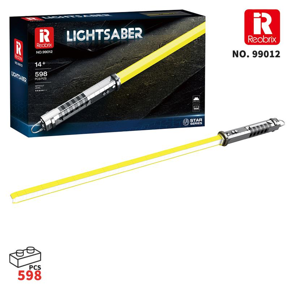 Gümüş saplı ve kutulu sarı ışın kılıcı yapım kiti.