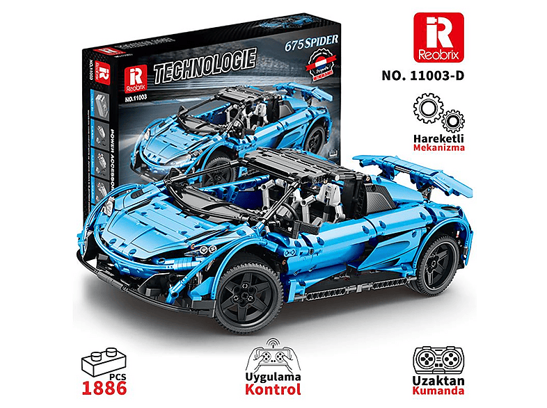 REOBRIX Technic 11003D 1/10 Mclaren 675 l Spider Araba Kumandave