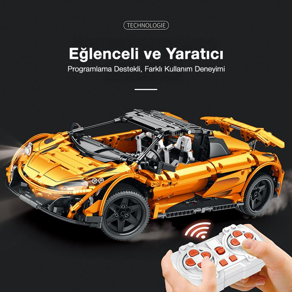 Turuncu kumandalı oyuncak araba kontrol cihazı ile.
