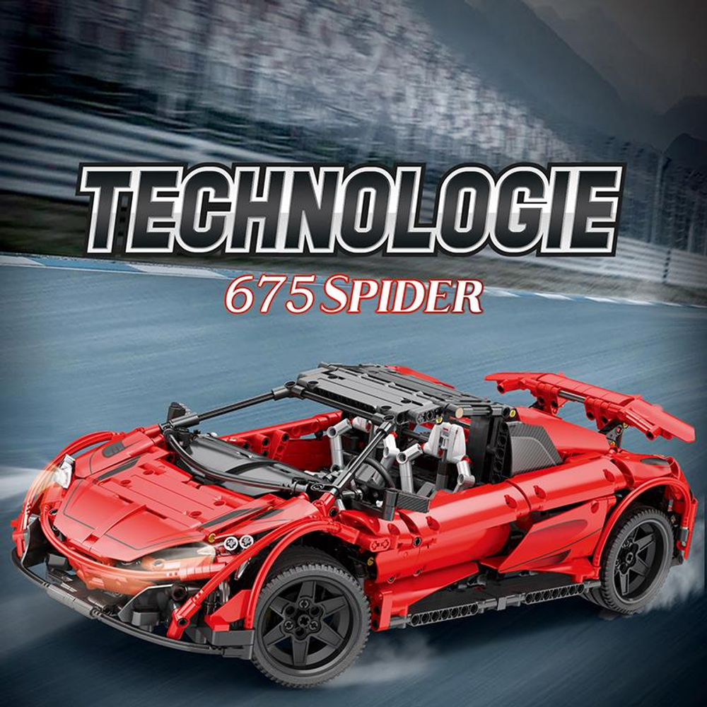 Yarış pisti fonunda, görünür iç mekana sahip kırmızı 675 Spider araba modeli.
