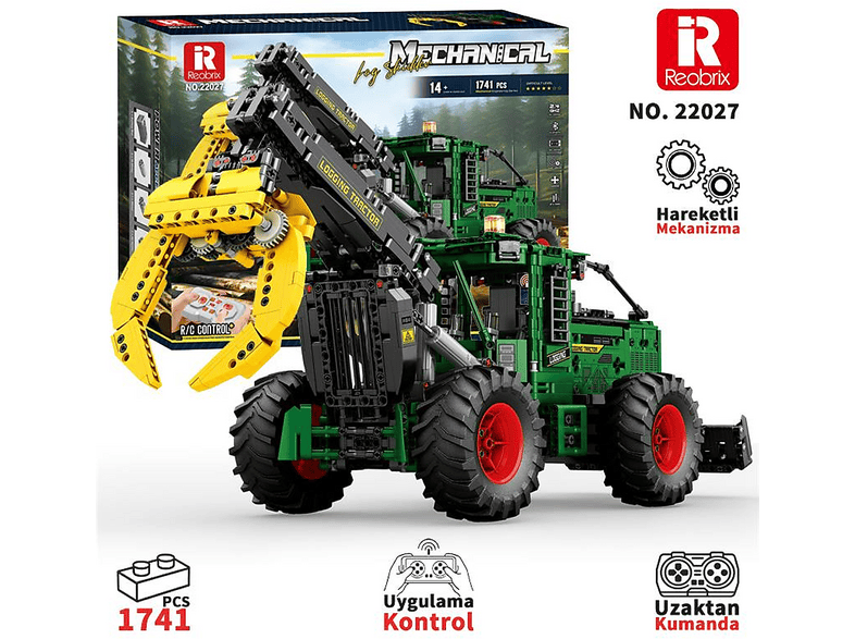 REOBRIX Technic Kütük Taşıyıcı log Skidder Kumandave motorlu Building Blocks 1741 Parça 22027