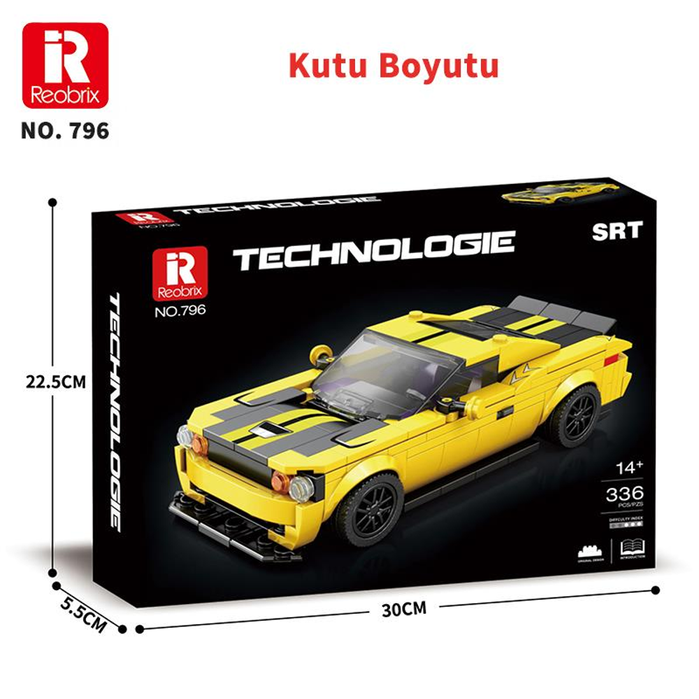 Sarı, siyah çizgili oyuncak araba kutusu, model 796.