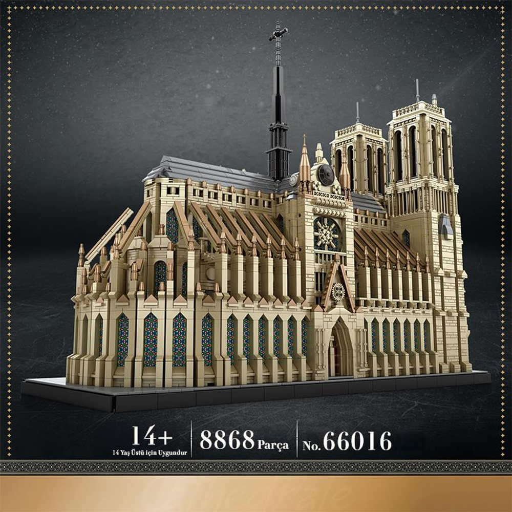 Notre Dame Katedrali modeli, mavi pencereli bej, 8868 parça.