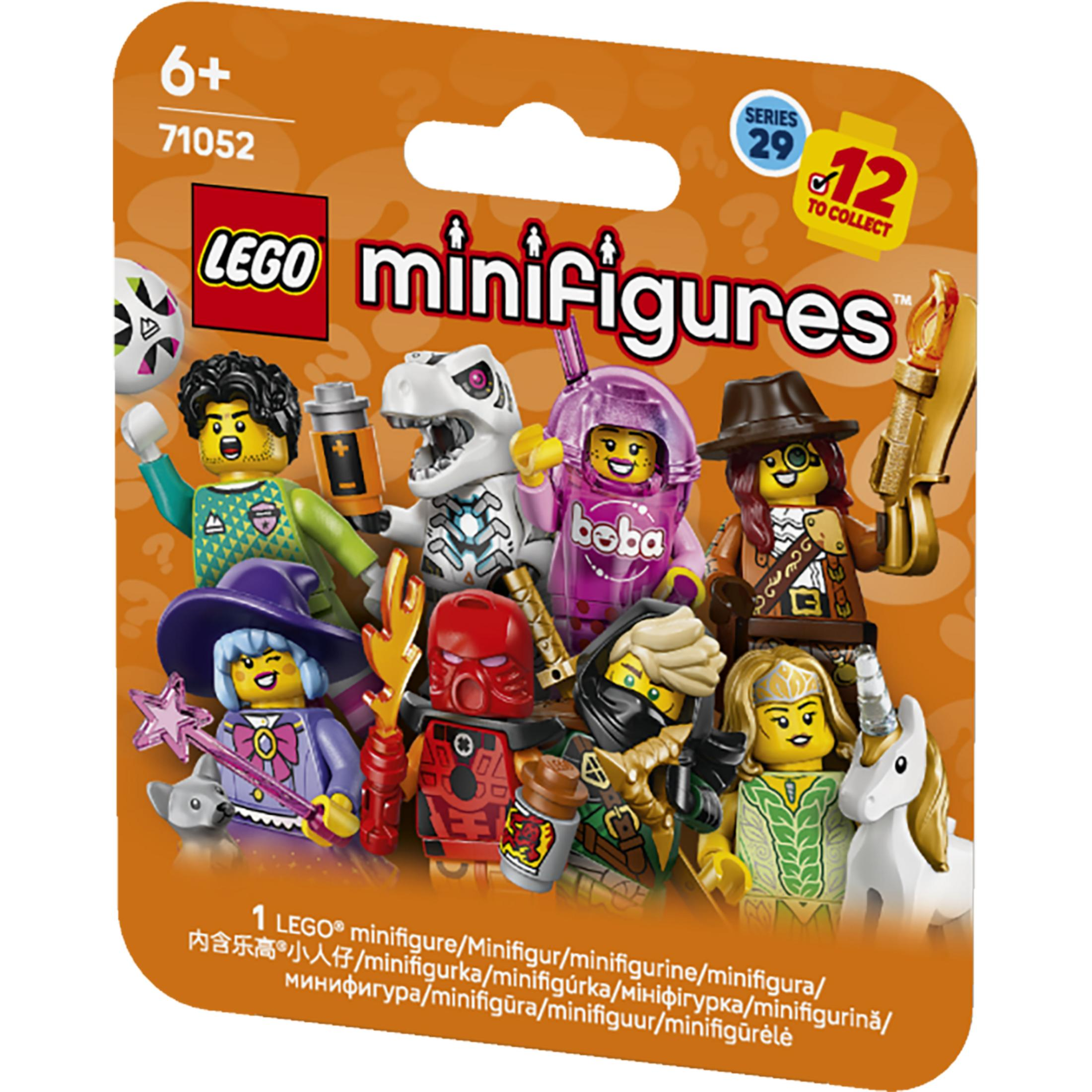 Lego Minifigure Serie 29 con varie figure e un unicorno.