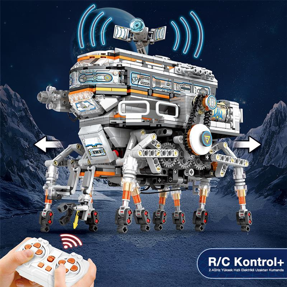 Uydu ve kumandalı, uzaktan kumandalı örümcek robot modeli.