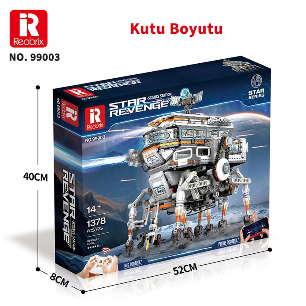 Robotlu Reobrix Star Revenge model kutusu, boyutları 52x40x8cm.