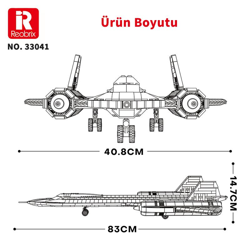 Boyutlu bir uçağın teknik çizimi.