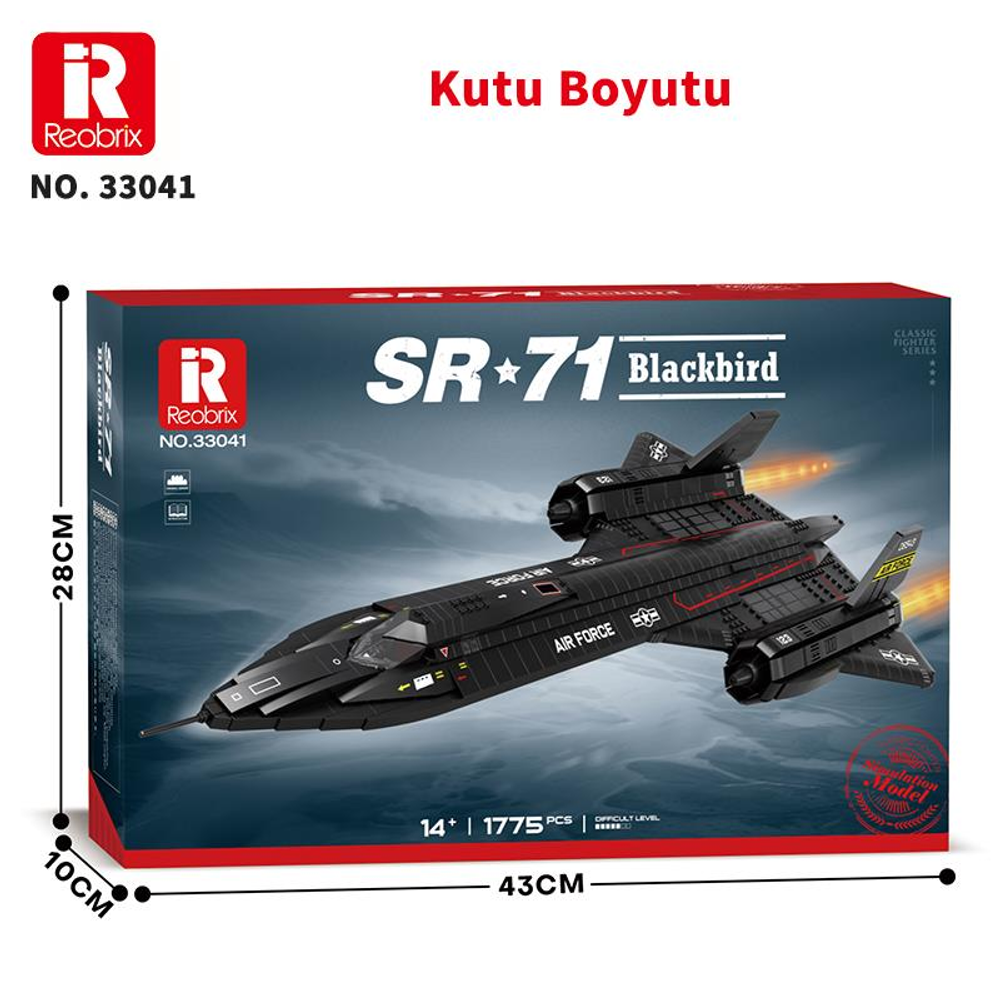Reobrix SR-71 Blackbird model kiti koyu kutu üzerinde, 1775 parça.