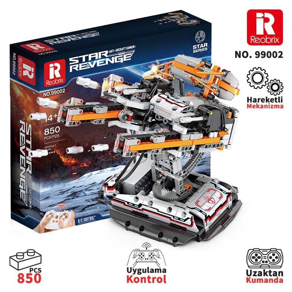 Uzaktan kumandalı uçaksavar topu robotunun ayrıntılı model kiti.