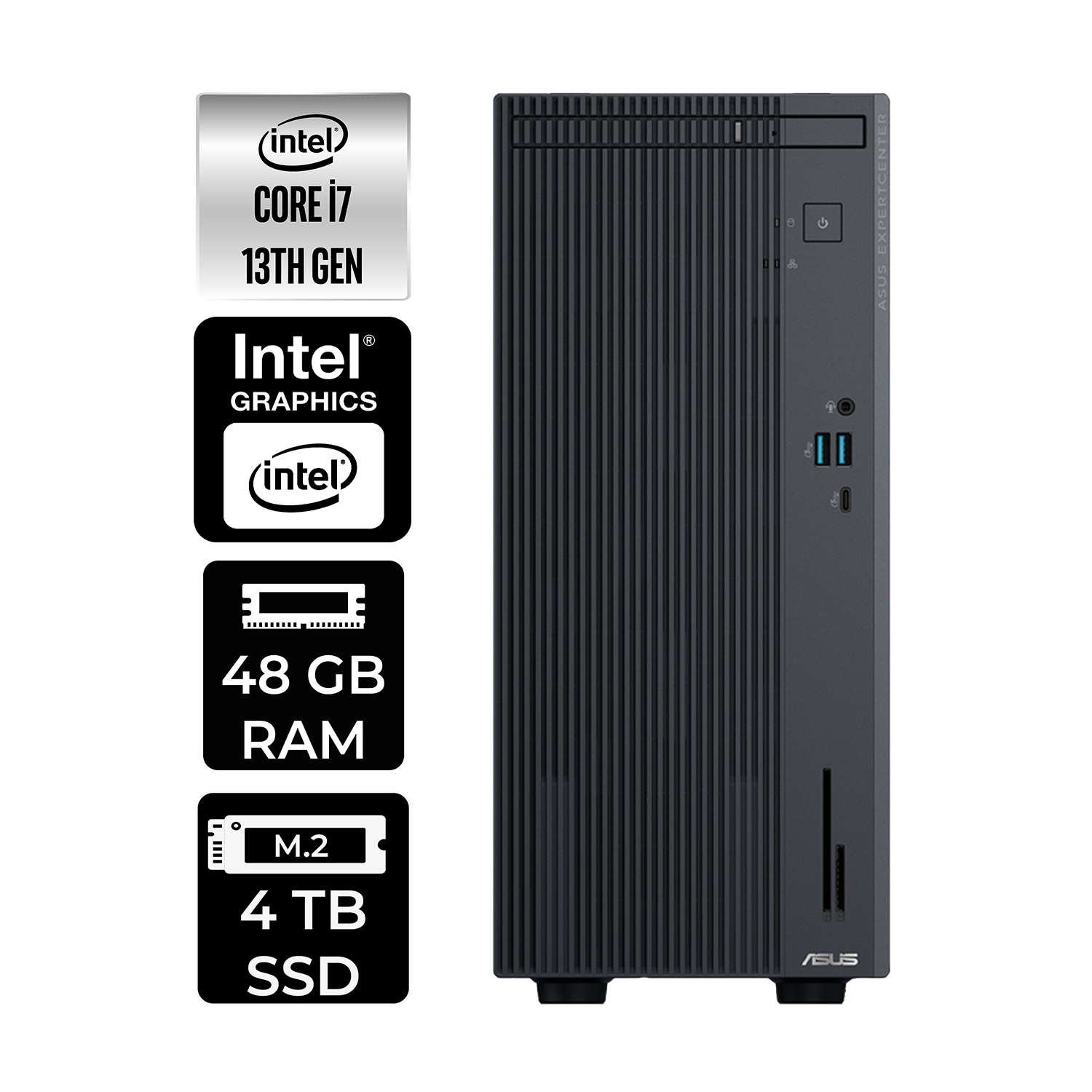 ASUS EC P500MV P500I7136216512B0DP312 PER4 Bellek Intel Core i7-13620H 48 GB RAM 4 TB SSD FreeDOS Masaüstü Bilgisayar