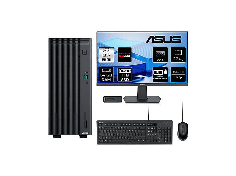 ASUS EC P500MV RX550 4GB 27" P500I513428512B0DP854 PER4 Bellek Intel Core i5-13420H 64 GB RAM 1 TB SSD FreeDOS Masaüstü Bilgisayar