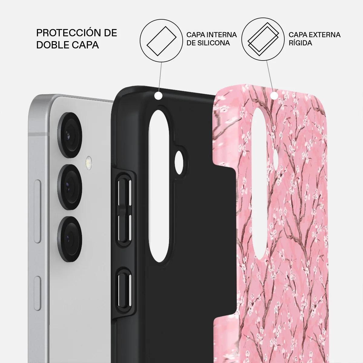 Doble capa de protección para un teléfono con funda de silicona y dura.