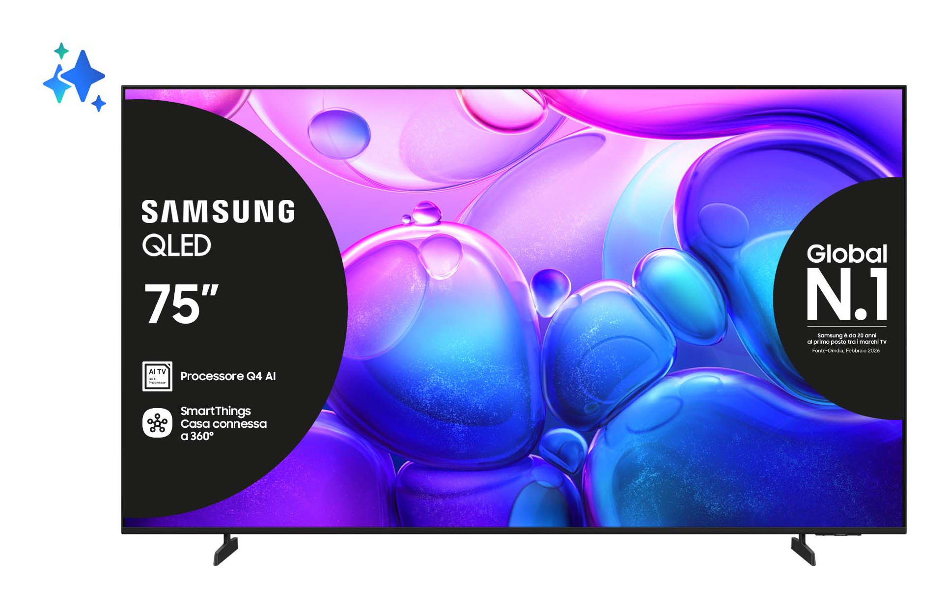 TV Samsung QLED 75 pouces avec Processeur IA et SmartThings.