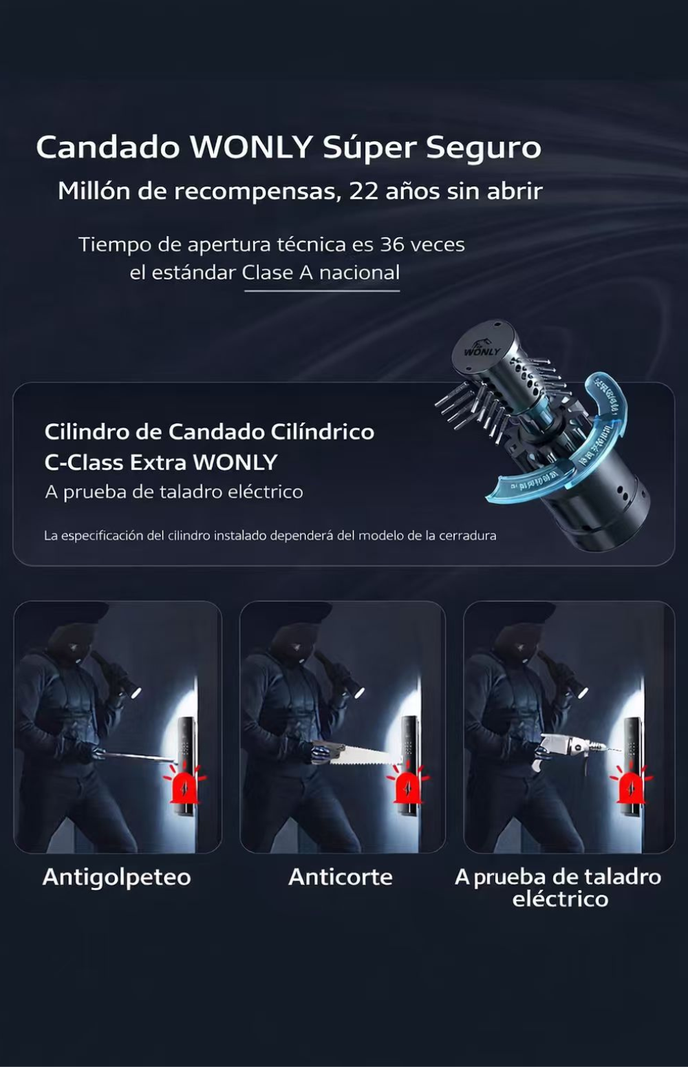 Candado WONLY seguro: 3 escenarios de intentos de robo que resiste.