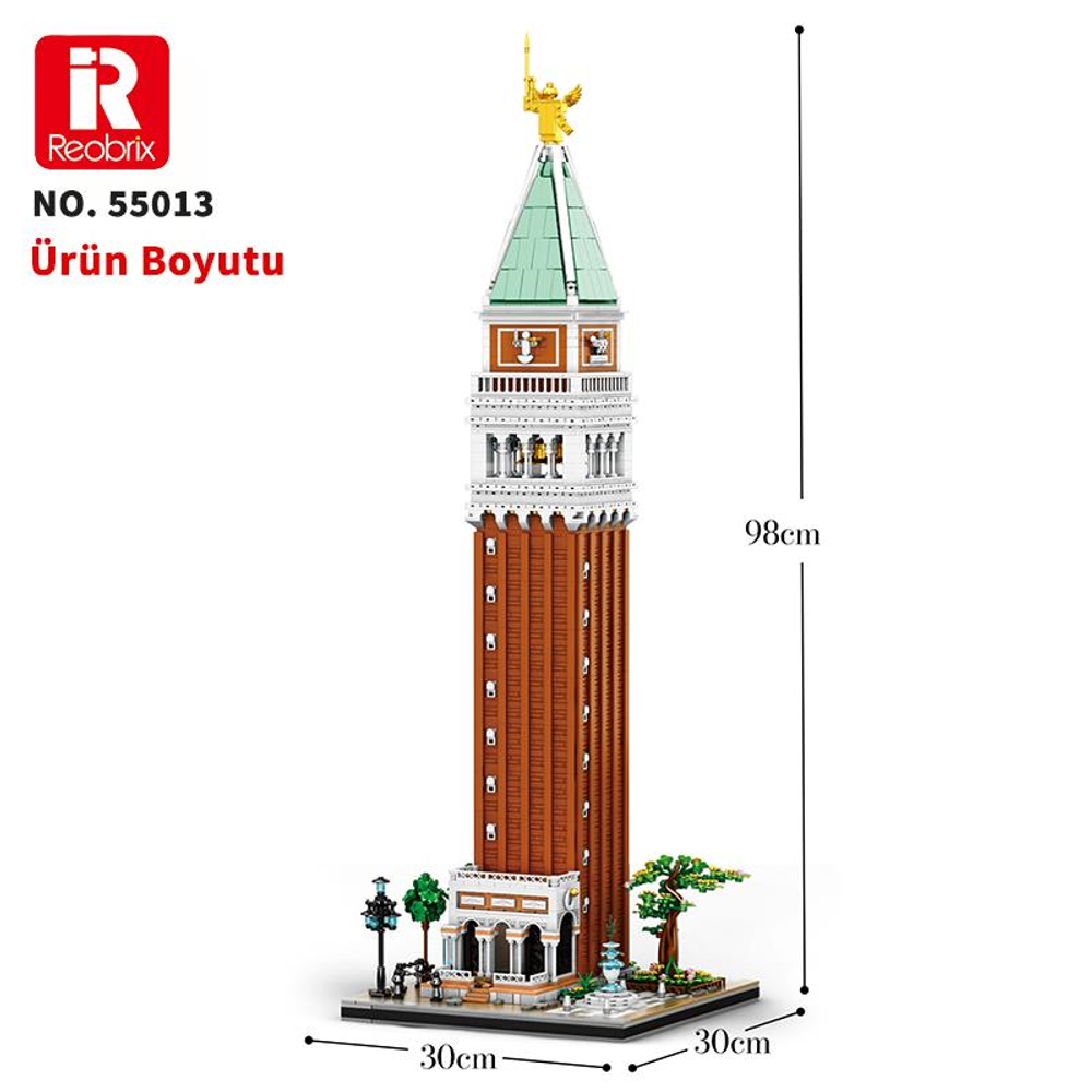 San Marco Çan Kulesi detaylı modeli, 98cm Y x 30cm G x 30cm D.