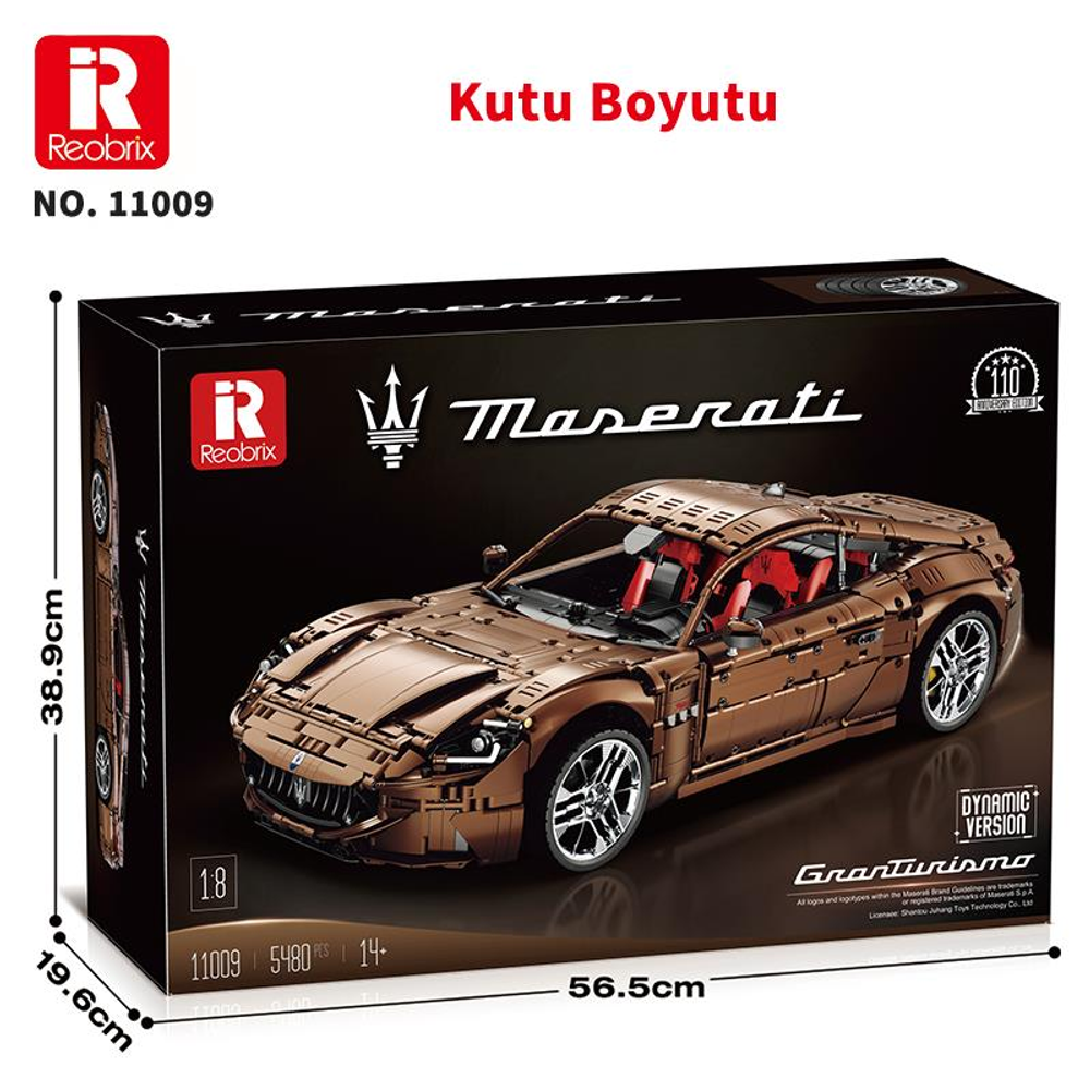 Reobrix Maserati GranTurismo yapım kiti kutusu, kahverengi, boyutlu.