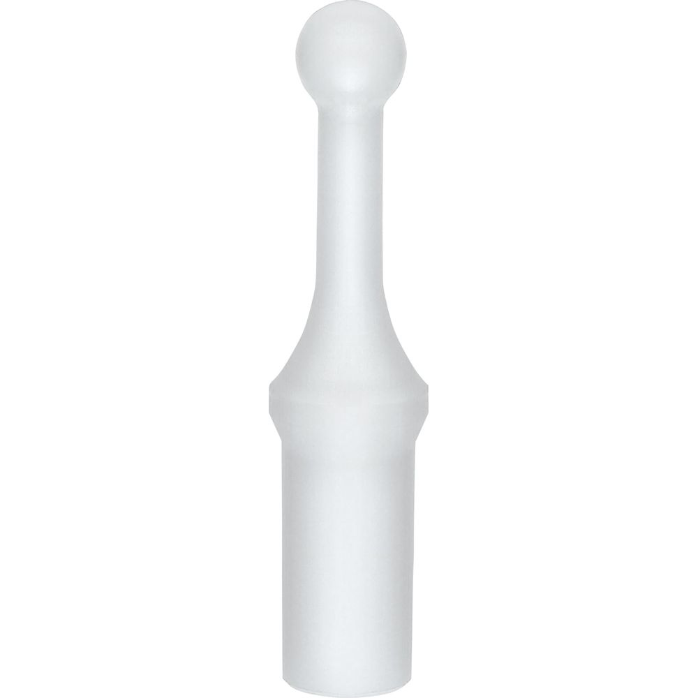 Un objet blanc en forme de larme avec une tête ronde et un col étroit.