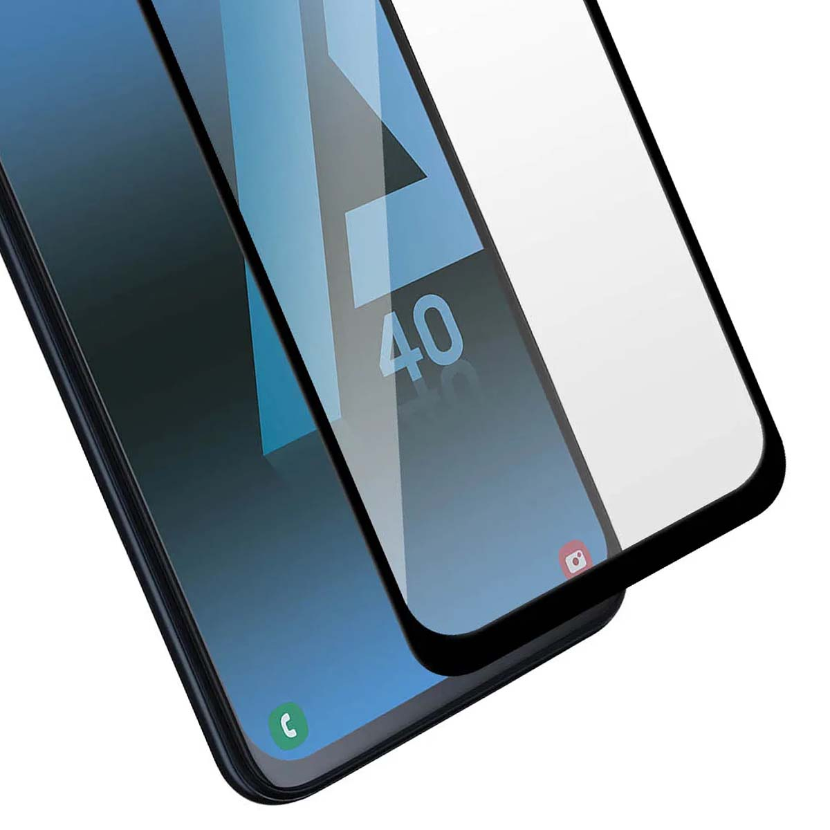 Een smartphone met screenprotector waarop het getal 40 wordt weergegeven.