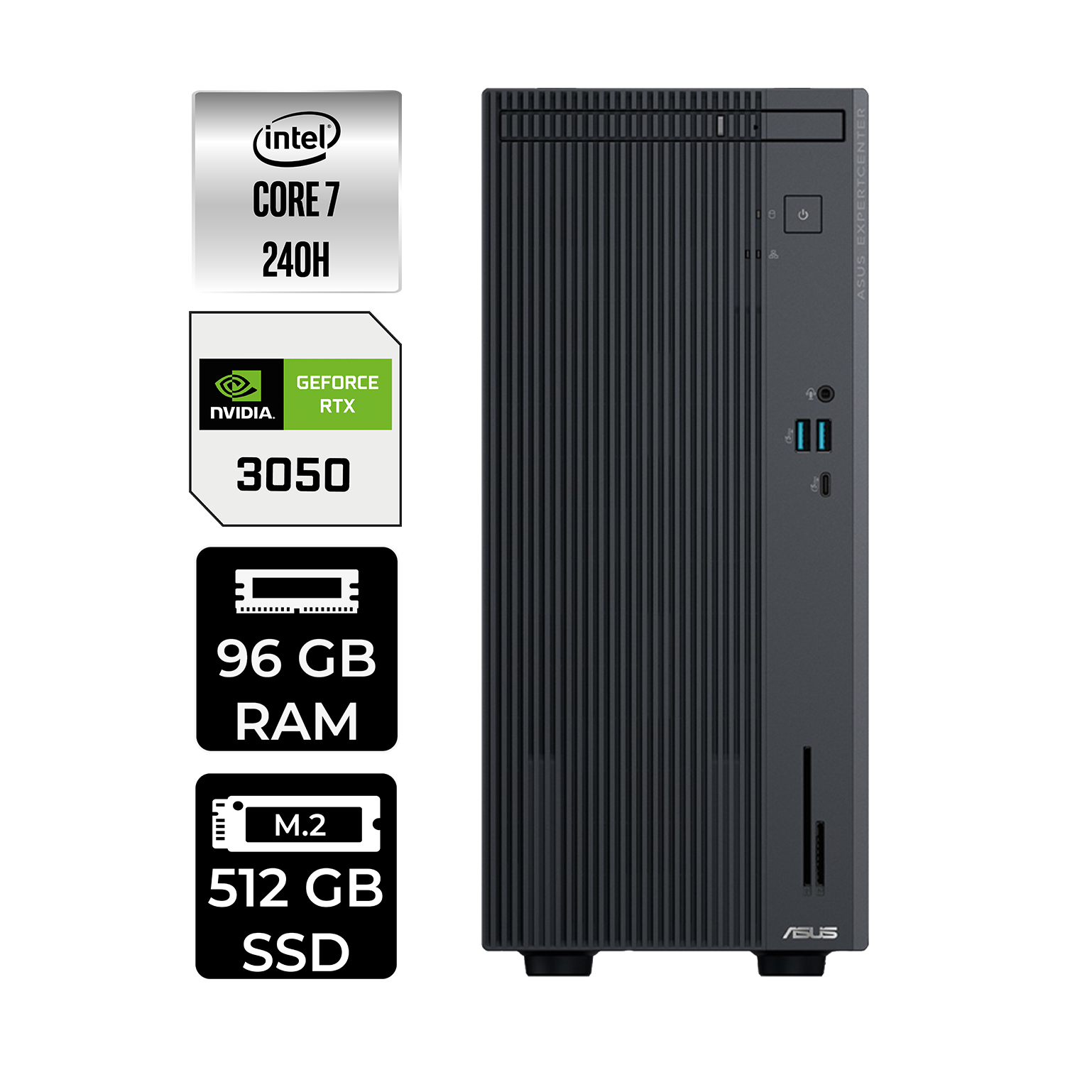 ASUS EC P500MV RTX3050 6 GB P500C724016512B0DP437 PER4 Bellek Intel Core i7-240H 96 GB RAM 512 GB SSD FreeDOS Masaüstü Bilgisayar