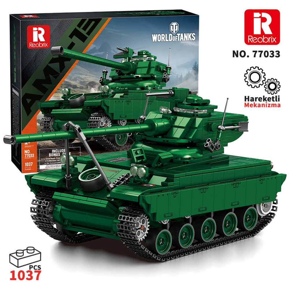 Arkada kutusu olan, biri diğerinin arkasında iki yeşil oyuncak tank.