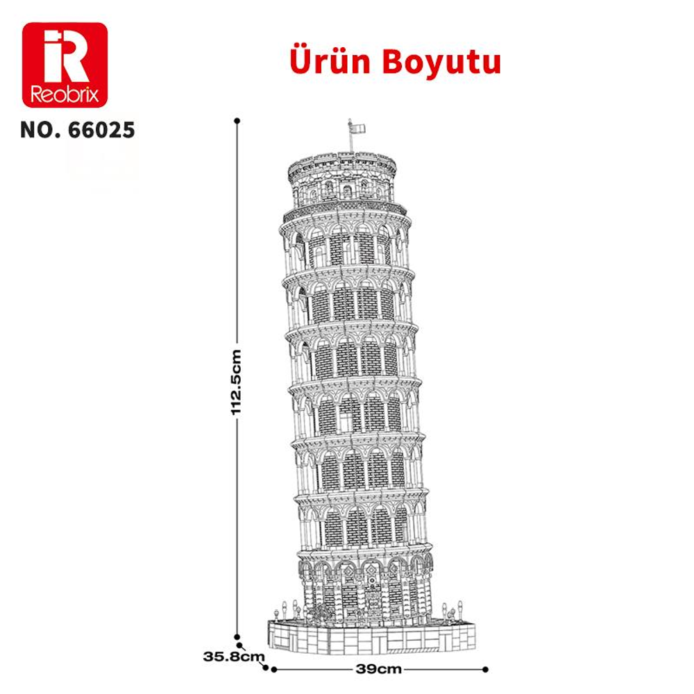 Pisa Kulesi detaylı bir model olarak, Y: 112,5cm, G: 39cm.