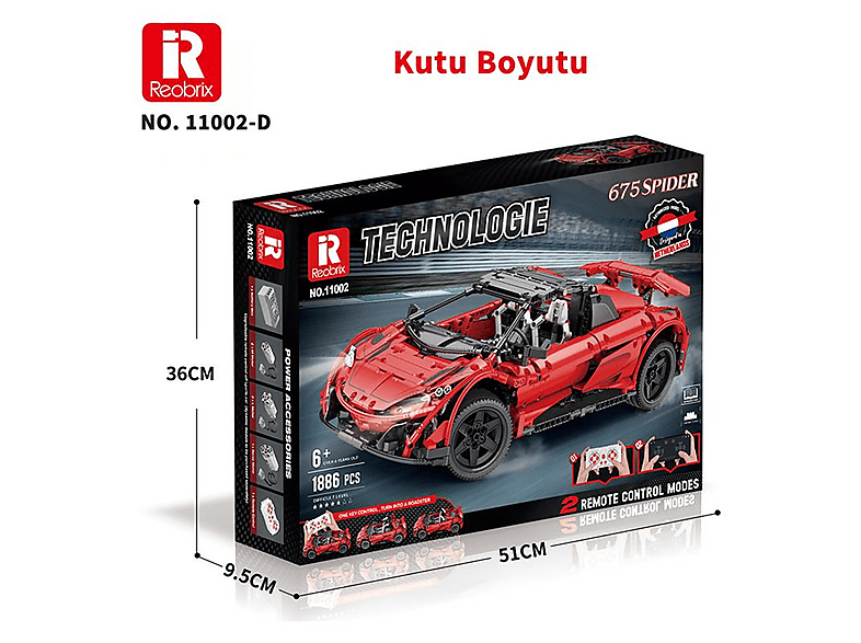 REOBRIX Technic 1/10 Mclaren 675lt Spider Araba Kumanda ve Motorlu
