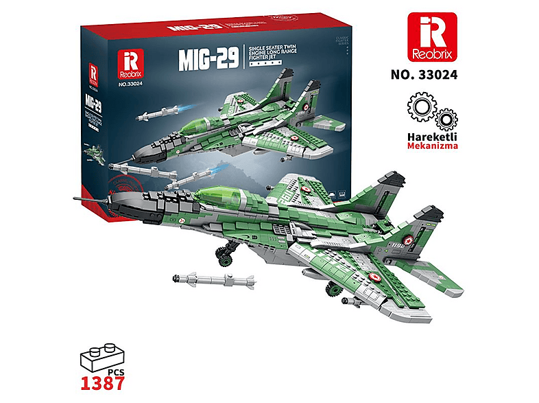 REOBRIX Savaşçı Sovyet Mikoyan Mig29 Jet Uçak 1387 Parça 33024
