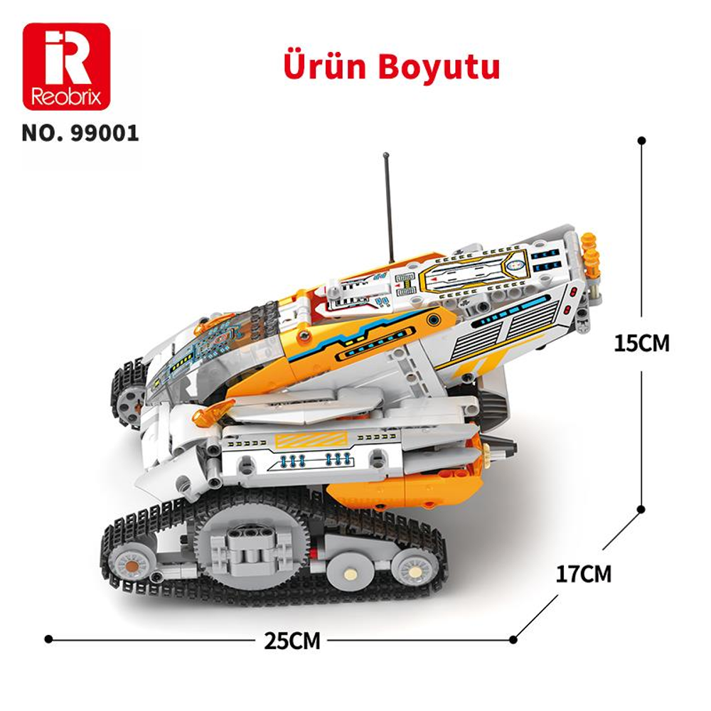 Gövde ve detaylı süslemelere sahip beyaz ve turuncu oyuncak araç.