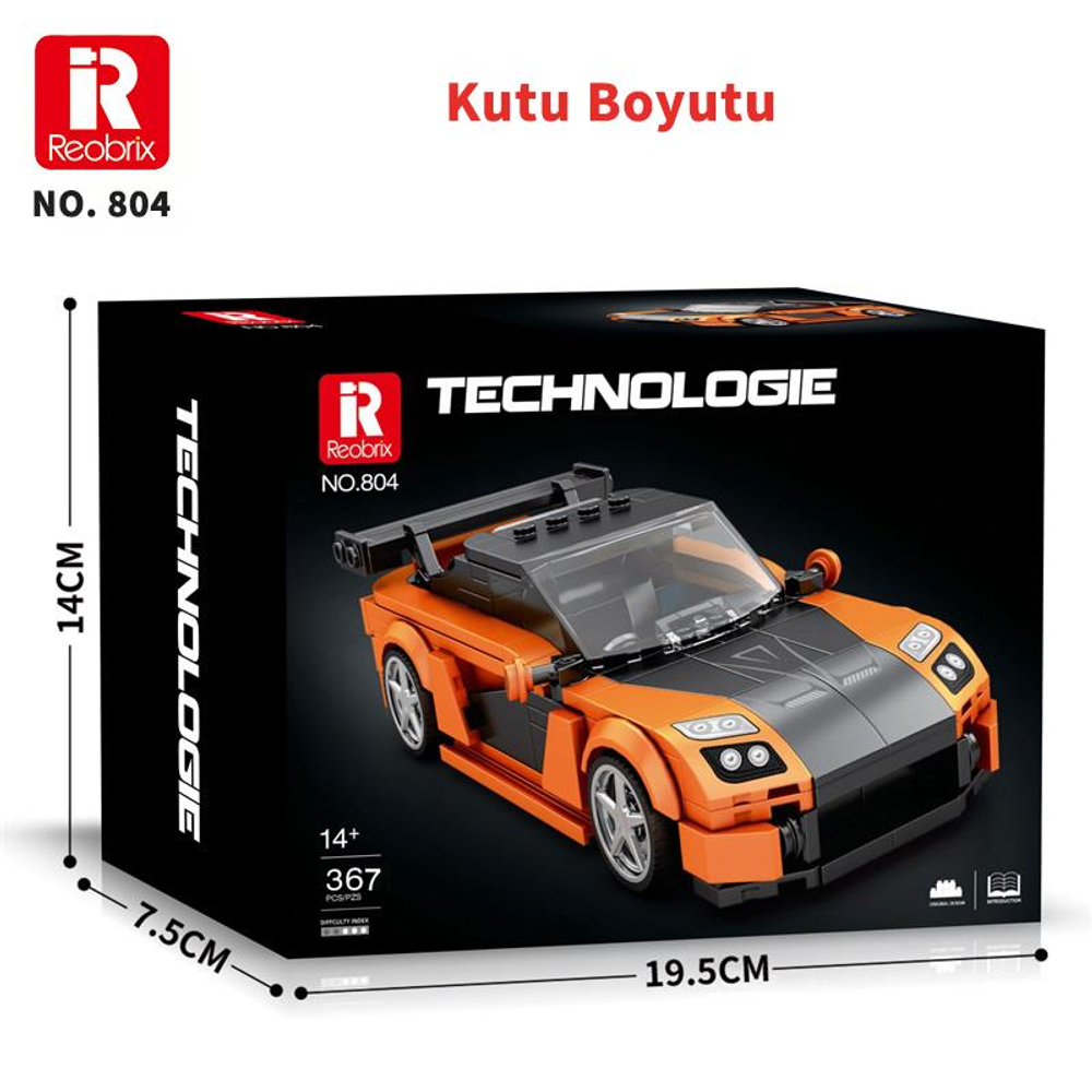 Turuncu ve siyah model araba kutusu, boyutları 14x7,5x19,5cm.