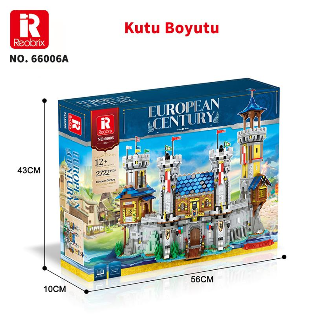 Reobrix Avrupa Yüzyılı kale yapım seti kutusu, 56x43x10cm, 2722 parça, 12 yaş ve üzeri
