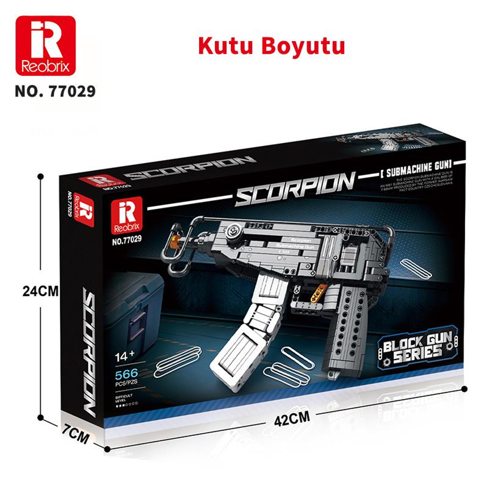 Scorpion hafif makineli tüfek yapım seti kutusu, 566 parça.